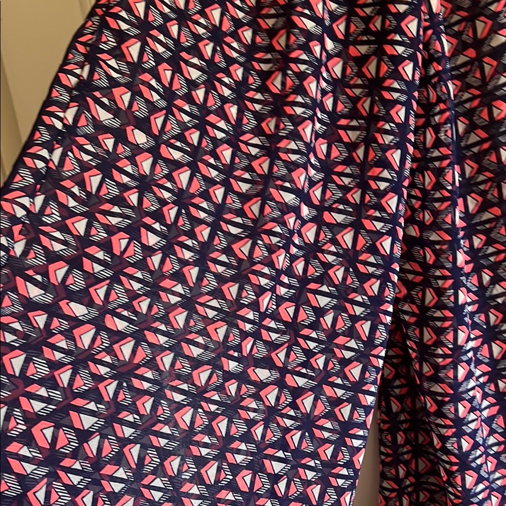 Geometric Patterned Boot Cut And Flare Pants. Blu… - image 6